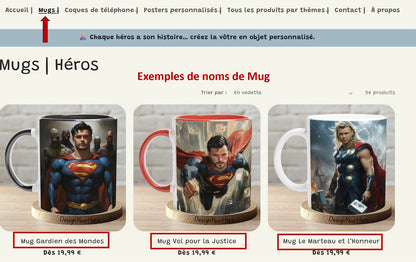 Mug Recto-Verso Solo (1 pers & 2 héros au choix)